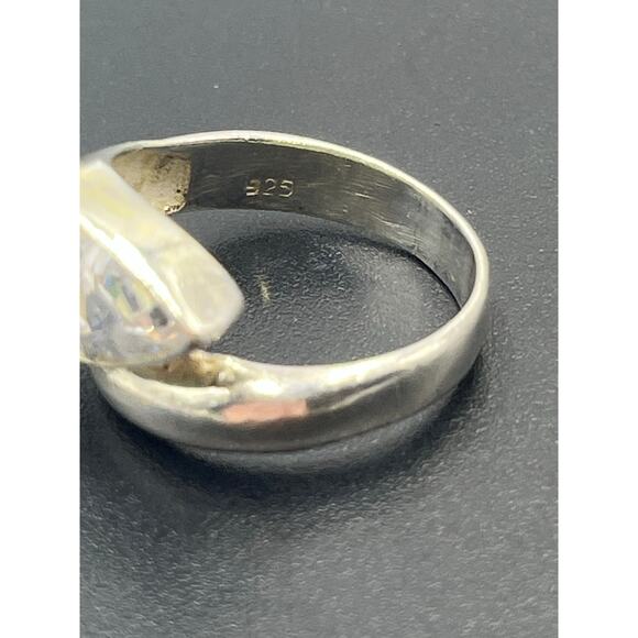 Sterling Silver Bypass Pear Shaped CZ 3.5 Ct Engagement Ring size 7.75 - Picture 12 of 12